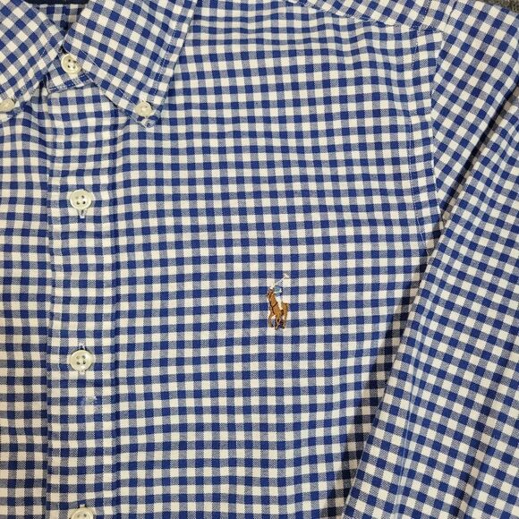 Polo Ralph Lauren Mens Shirt Button Down Size S Blue White Checked Oxford - Picture 4 of 9